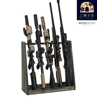 ふるさと納税 横手市 WOOD WORKS ガンラック ライフルスタンド 5丁掛【本体:ミリタリーグリーン】