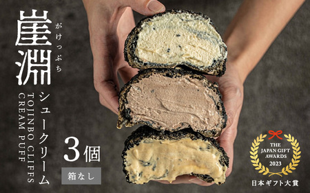 崖淵シュークリーム チョコ カスタード キャラメル 各1個 計3個 【箱なし】 スイーツ ご当地スイーツ お菓子 [A-21015]