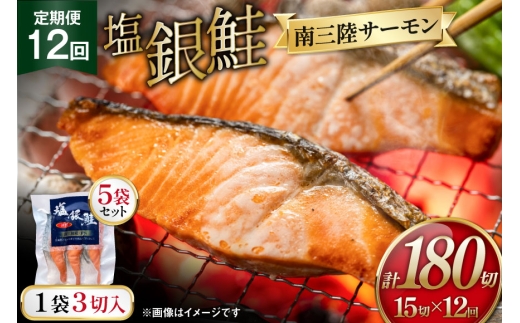 12回 定期便 塩銀鮭パック 3切×5袋×12回 総計60袋 [たみこの海パック 宮城県 南三陸町 m304amh560087] 鮭 切り身 サーモン 銀鮭 塩銀鮭 シャケ 切身 さけ サケ 国産 小分け 個包装 冷凍