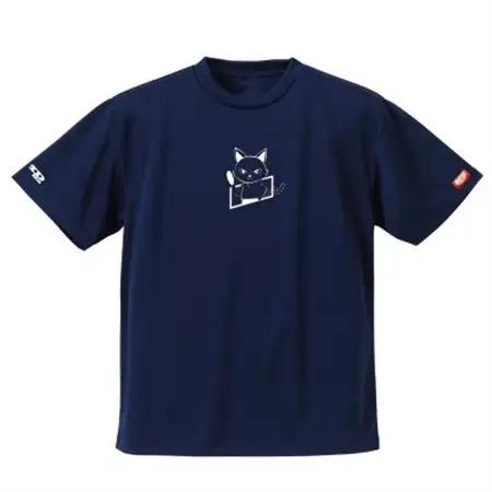 JTTA公認　卓球ユニフォーム【男女兼用(ドライ):150サイズ】ねこ　ネイビー_装飾品・工芸品  洋服 _【1514455】