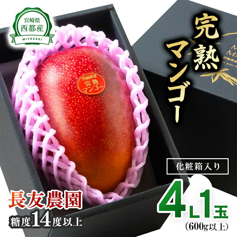 【ふるさと納税】長友農園 完熟マンゴー「4L×1玉」 宮崎県 西都産 化粧箱＜46-3a＞令和8年収穫分 先行予約