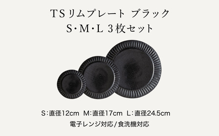 TANBASTYLE リムプレートセット（黒）） S・M・L 3枚セット 日本六古窯 丹波焼 立杭焼 人気食器 ワンプレート 大皿 パスタ皿 カレー皿 オムライス パスタプレート 高級 レストランの食