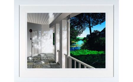 鈴木英人版画「ゆるやかな流れのなかに」フレーム付き