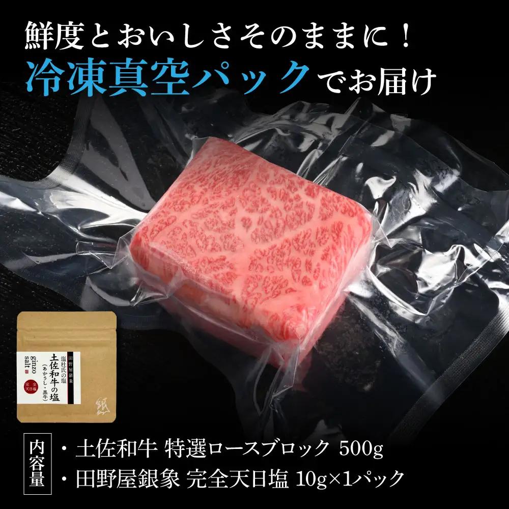 土佐和牛 特選ロースブロック 500g（田野屋銀象完全天日塩1P付き） 高知県土佐市 【株式会社LATERAL】 [BQAU054]