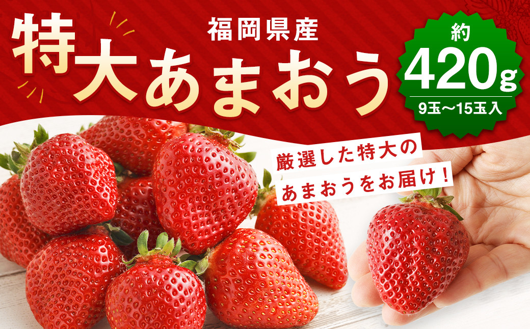 
厳選 特大 あまおう 約420g 9玉～15玉入 【2025年1月上旬から3月下旬発送予定】 福岡県産 いちご 苺 果物 フルーツ お取り寄せ
