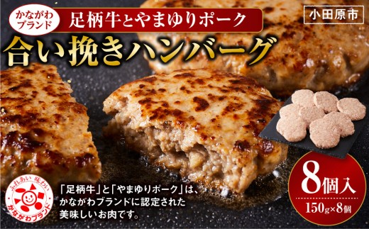 【かながわブランド】足柄牛とやまゆりポーク合い挽きハンバーグ8個入【 肉 国産  神奈川県 小田原市 】