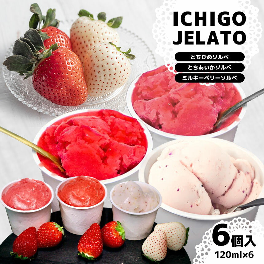 【ふるさと納税】 いちごジェラート ( とちひめソルベ 、 とちあいかソルベ 、ミルキーベリーソルベ ) 6個入り箱 | いちご ジェラート スイーツ ソルベ とちひめ とちあいか ミルキーベリー 冷凍 果物 6個 箱 栃木県 真岡市 送料無料
