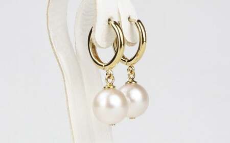 真珠 フープピアス 8.5～9.0mm 大珠 ゴールド パール アクセサリー （858）