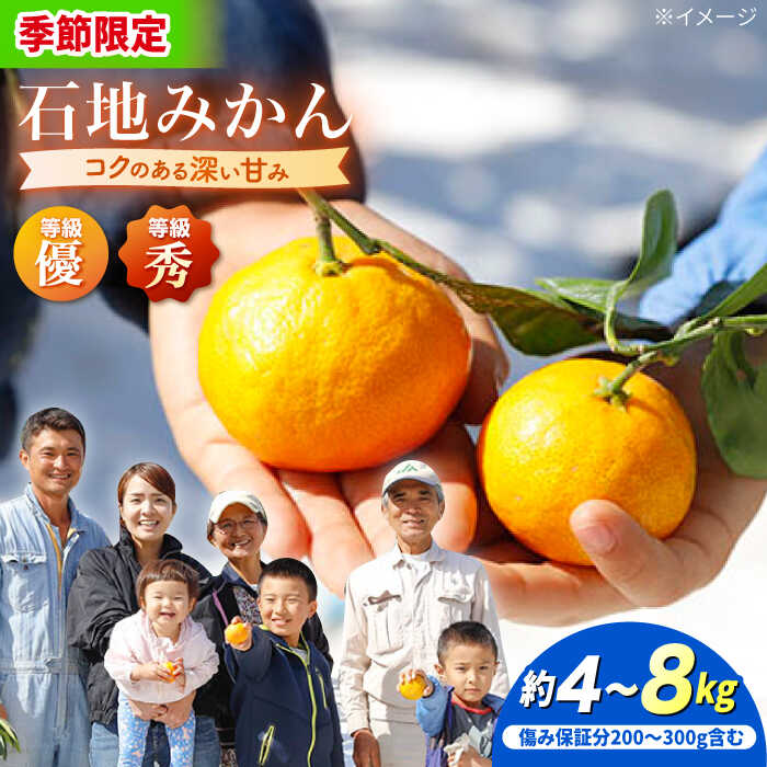 【ふるさと納税】【12月上旬より配送】 石地みかん 約4kg or 約8kg （傷み保証分含む）＜川添みかん園＞ [CCT005] 西海みかん 温州みかんミカン 蜜柑 果物 柑橘 デザート 剥きやすい 甘味 果汁 おやつ プレゼント 贈答 ギフト 甘い 西海 10000円 1万円