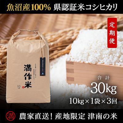 ふるさと納税 津南町 【毎月定期便】県認証特別栽培魚沼産コシヒカリ10kg (10kg×1袋)×3回 合計30kg全3回