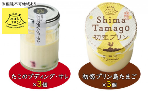 
[№5311-0636]プリン 三原の老舗喫茶店「かねしょう」 広島みはらプリン 2種類 6個入り タコのプディング 島たまご 平飼い たまご 惣菜 洋菓子 お菓子 菓子 おやつ デザート スイーツ
