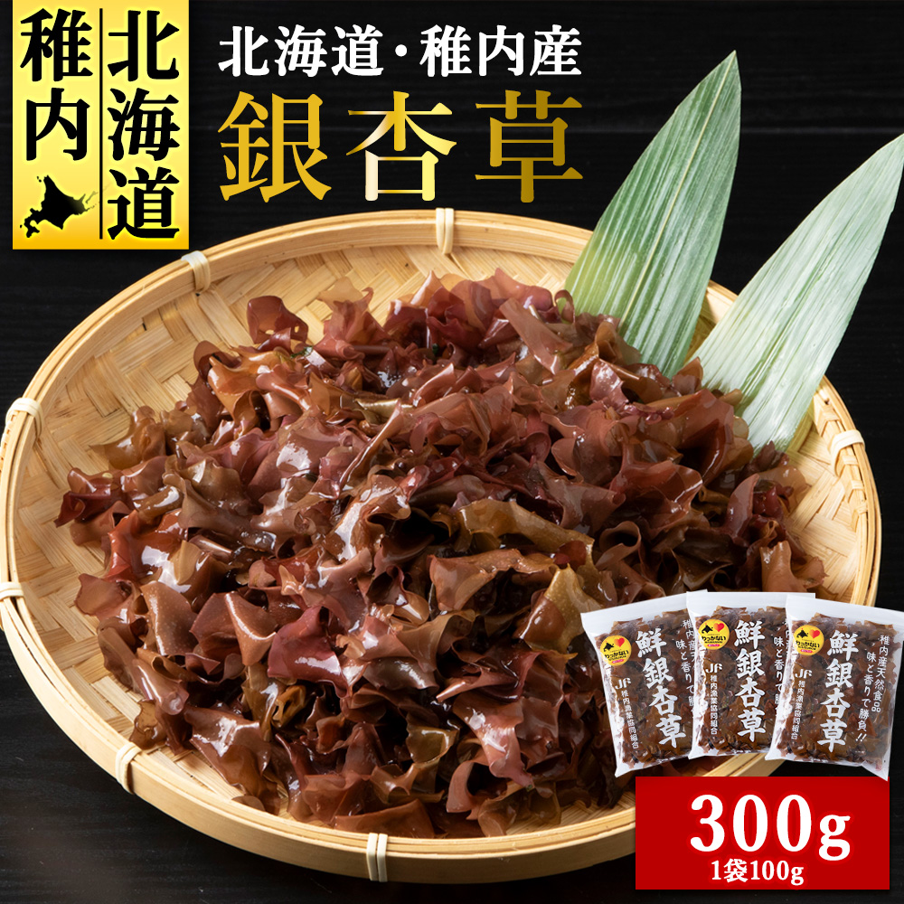 【稚内ブランド認定品】稚内産　天然銀杏草100g×3袋（急速生冷凍）