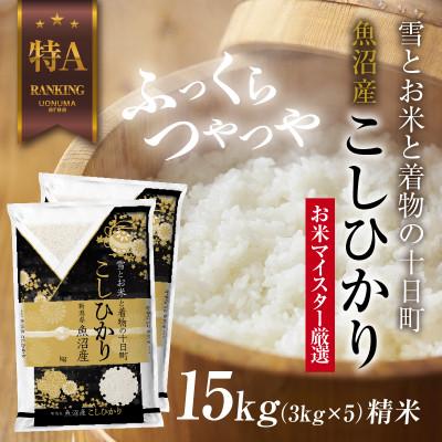 ふるさと納税 十日町市 魚沼産 コシヒカリ 3kg ×5袋 計 15kg  新潟県 十日町市 お米の美味しい炊き方ガイド付き