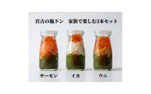 宮古の瓶ドン 家族で楽しむ3本セット(サーモン・イカ・ウニ) 各90g【1772527】