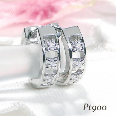 ふるさと納税 韮崎市 ピアス PT900 プラチナ ダイヤ 0.03ct フープピアス 両耳【f220-pt】