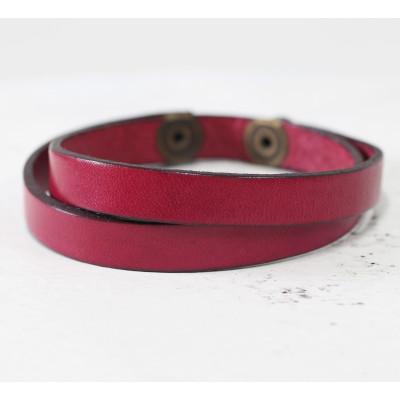 ふるさと納税 大津市 【イタリアンレース】オシャレに決まる!牛革レザーブレスレット　ハンドメイド　ベルトカラー:ピンク