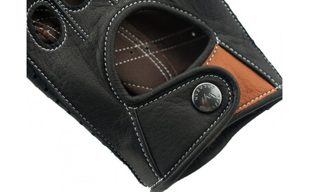 【ブラック×キャラメル/LL】ドライビンググローブ 補強付 フルフィンガー  カカザン  CACAZAN 革手袋 レザーグローブ メンズ レディース 鹿革 ディアスキン 補強付【 クルマ 車 ドライブ