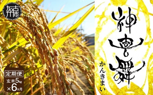 【お米の定期便】お米“神喜舞”玄米計30kg(玄米5kg×6ヶ月) [令和7年産]【11月中旬より提供開始】《 お米 米 ヒノヒカリ 定期便 神喜舞 玄米 》【2513B08406】