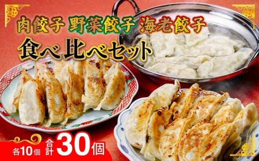 肉餃子・野菜餃子・海老餃子 人気3種 食べ比べセット 30個(各10個) 冷凍 | 餃子 肉 ギョウザ  冷凍食品 お取り寄せ 点心 おかず おつまみ 惣菜 詰め合わせ 簡単調理 セット 中華料理 ヘルシー 野菜 群馬県 前橋市
