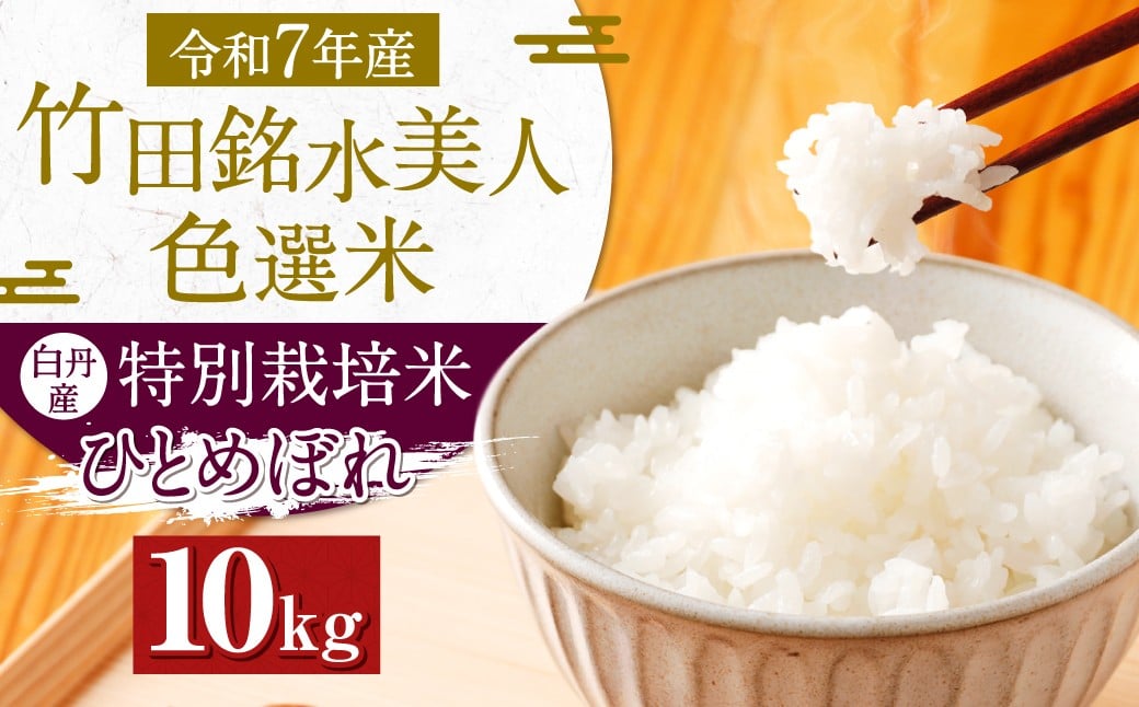令和7年産 竹田銘水美人色選米 白丹産特別栽培米 ひとめぼれ 10kg