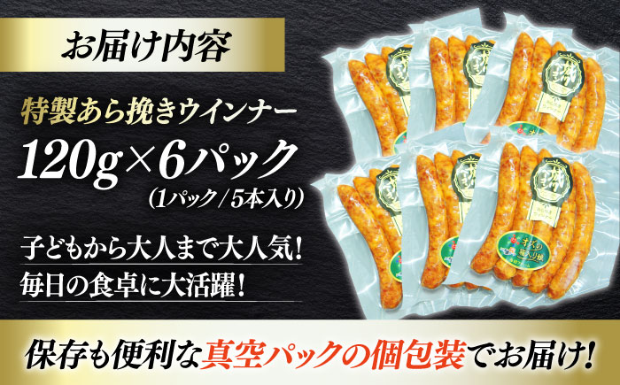 秒でプラスもう一品！大洲市産ブランドポーク『オズの箱入り娘』を使用した特製ウインナー（5本入り）×6袋 合計720g 豚肉 小分け 切り落としベーコン プレゼント 愛媛県大洲市/株式会社オズメッセ [