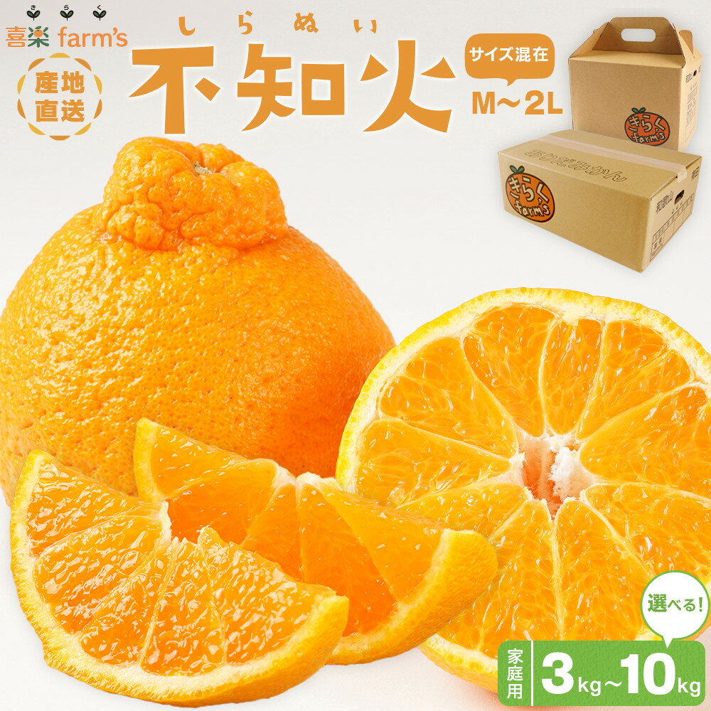【ふるさと納税】【選べる容量】【産地直送】☆不知火☆家庭用☆約3kg or 5kg or 10kg | みかん 不知火 柑橘 和歌山 有田 しらぬい 柑橘類 和歌山県 有田川町 果物 フルーツ 家庭用 ふるさと納税 返礼品 故郷納税