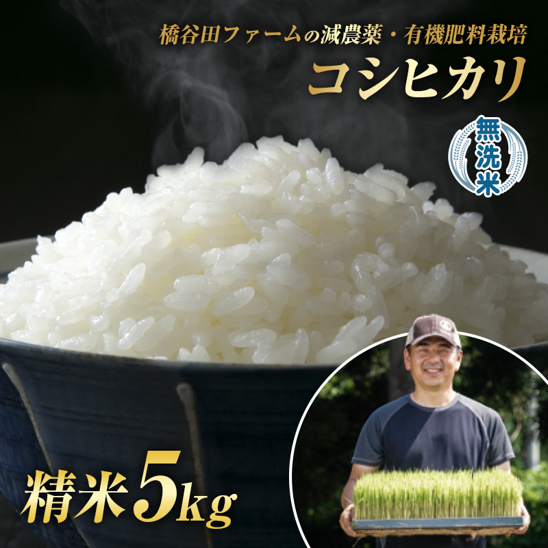 令和7年産 減農薬・有機肥料栽培コシヒカリ 無洗米 5kg 米 お米 おこめ ご飯 ごはん 福島県 西会津町 F4D-2189