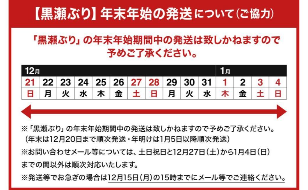 KRBF15 活じめ!黒瀬ぶりの生鮮ブリフィレー 1.5kg前後 (2025年10月配送)