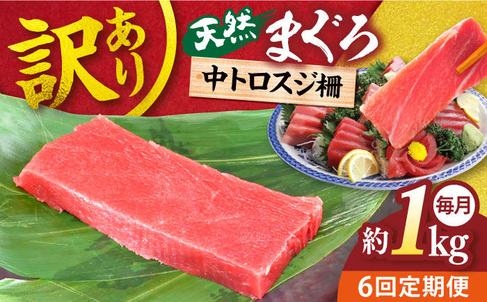 
            【全6回定期便】【訳あり】天然 本まぐろ 中トロスジ（約1kg） 鮪 マグロ 魚 刺身 横須賀【横須賀商工会議所 おもてなしギフト事務局（本まぐろ直売所）】 [AKAK069]
          