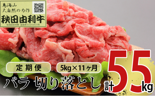 
《定期便》11ヶ月連続 秋田由利牛 バラ切り落とし 5kg（1kg×5パック）
