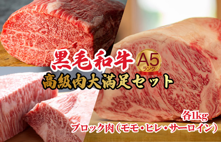 黒毛和牛 A5 ブロック肉 食べ比べセット 3kg モモ・ヒレ・サーロイン