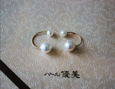 【075-10】志摩産 アコヤ真珠 8-8.5ミリ 5-5.5ミリ パールキャッチ　フープピアス*