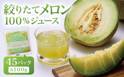 高評価！ 搾りたて メロンジュース 100% 100g × 45P （ 離島・沖縄配送不可 ） │ めろん 国産メロンジュース メロン ジュース 100％メロンジュース 飲料 ドリンク フルーツジュース 無添加 茨城県 つくば市