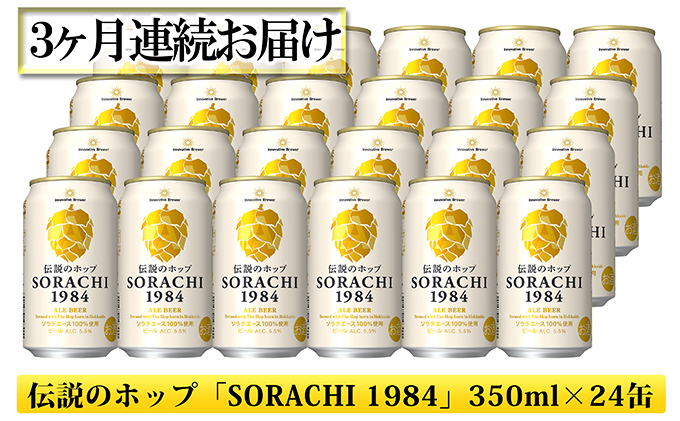 ◆3ヶ月定期便◆上富良野町発祥！伝説のホップ「ソラチエース」使用【SORACHI 1984】350ml×24缶 北海道 上富良野町 ソラチ1984 お酒 酒 飲み物 ビール 地ビール サッポロビール 