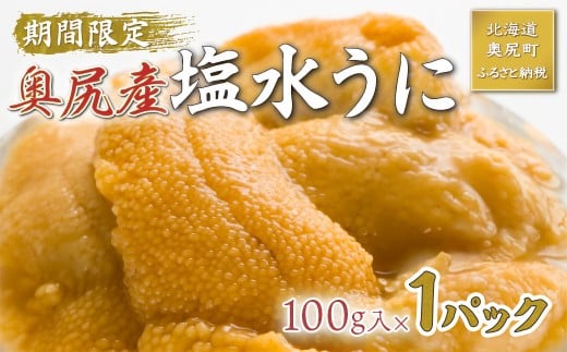 【2026年7月上旬頃より順次発送】北海道奥尻産「キタムラサキウニ」100g×1パック(塩水パック)【期日指定不可】 【 ふるさと納税 人気 おすすめ ランキング うに ウニ 雲丹 海栗 塩水ウニ 塩水うに キタムラサキウニ ミョウバン不使用 北海道 奥尻町 送料無料 】 OKUH016