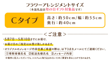 【母の日専用】一級フラワー技能士が作る フラワーアレンジメント C 《5月7日～10日お届け メッセージカード付》