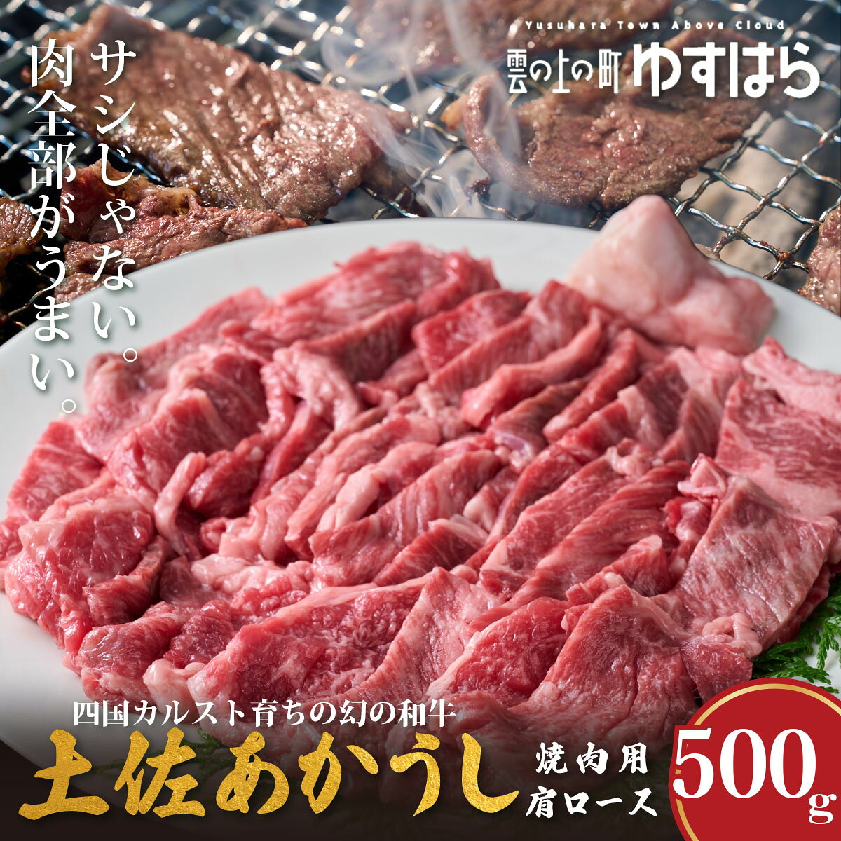 【ふるさと納税】低温でも脂身がとろける土佐あかうし焼肉用肩ロース　500g　牛肉 和牛 国産 BBQ オレイン酸 高知県産