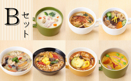 【定期便2ヶ月】具だくさん食べるスープA、Bセット｜具沢山 スープ セット 汁物 ミネストローネ 酒粕 生姜 豚汁 黒酢 サンラータン きのこ キノコ 肉団子 和風 カレー 豆乳 ボルシチ 栄養士 ヘ