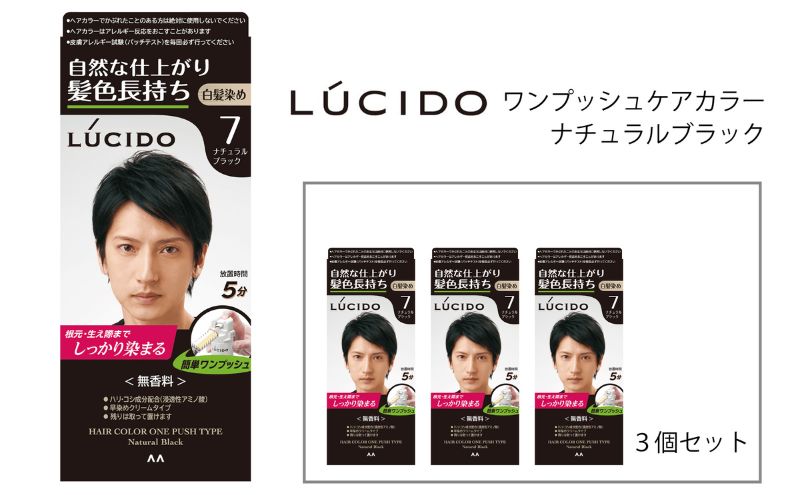  マンダム ルシード ワンプッシュケアカラー ナチュラルブラック 3個セット MA-17[ LUCIDO 毛染め 白髪 カラーリング 男性化粧品 おしゃれ 日用品 ]