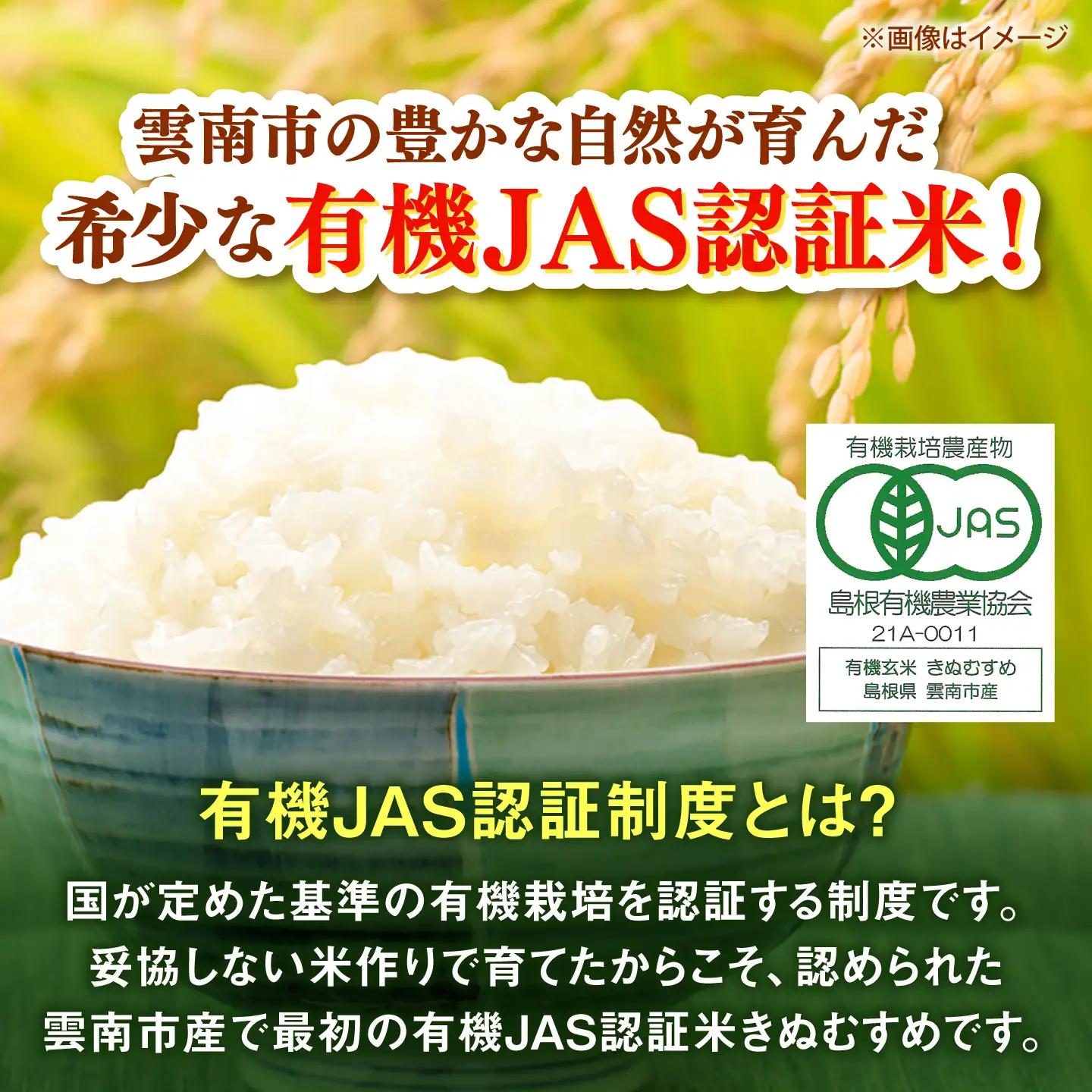 【有機JAS認証】有機栽培米きぬむすめ 5kg 令和7年産 玄米 島根県雲南市/佐藤ファーム[AIEO006]