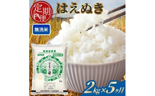 【5回定期便】令和7年産 ［無洗米］はえぬき　2kg×5回(計10kg) SE0502