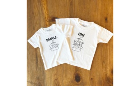 2人兄弟姉妹でおそろい/ハンバーガー SMALL×BIG プリント/ Tシャツ2枚組ギフトセット【出産祝い・誕生日・ギフト・プレゼント】 90cm×130cm