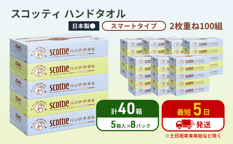 ペーパータオル スコッティ キレイの仕上げ 40箱 ( 5箱 × 8パック )