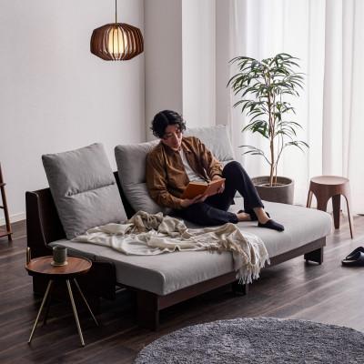 ふるさと納税 大川市 ヴィンセント 幅180cm ごろ寝ソファ ソファベッド BR×ライトグレー【モーブル】【大川家具】