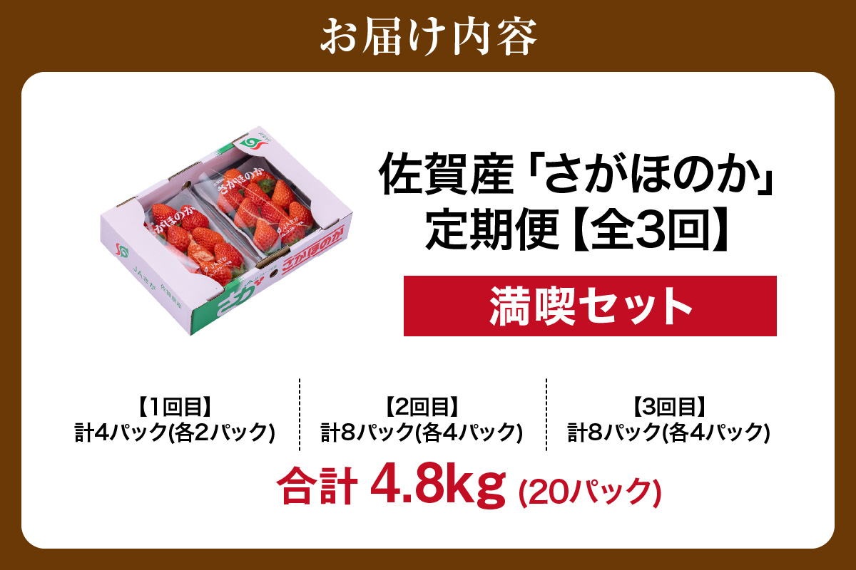 佐賀産「さがほのか」定期便 満喫セット【全3回】 999-B866