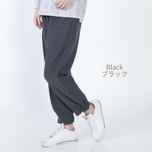No.1188-01 フリー（M～L） もんぺ レディース ブラック リヨセル 無地 ／ シニアファッション ギフト お洒落 ズボン モンペ シニア レディース ファッション パンツ リラパン 無地 