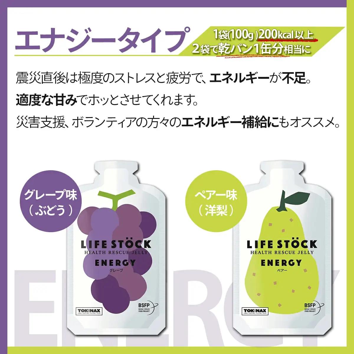 非常食 保存食 LIFE STOCK備蓄ゼリー　エナジータイプ2フレーバーセット 【04209-0079】 コンパクト 防災食 非常食 保存食 避難食 高カロリー アレルギー対応 水分補給