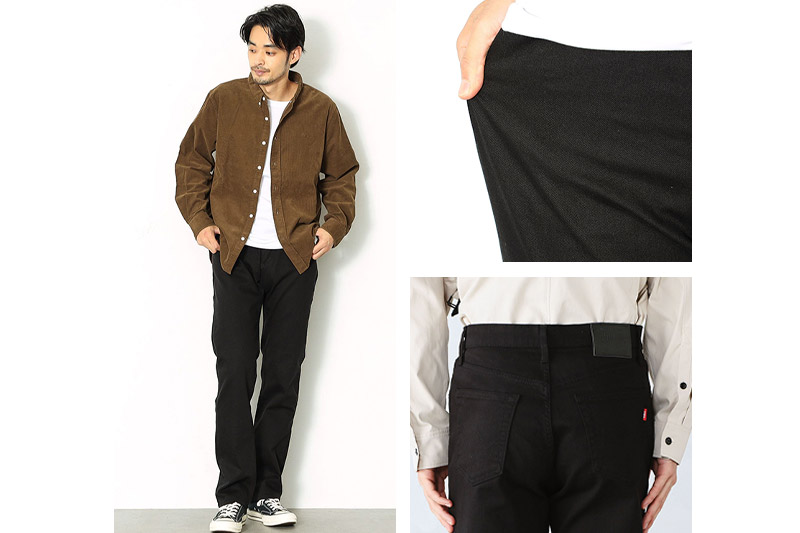 EDWIN インターナショナルベーシック 403 フレックス ふつうのストレートパンツ MENS【33インチ・ブラック】E403F-75-33