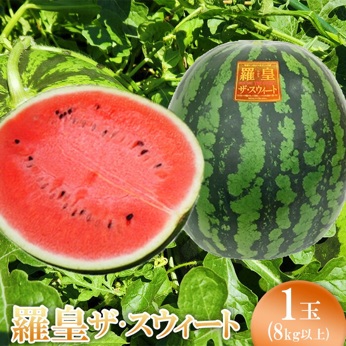 【ふるさと納税】山形村産 すいか「羅皇ザ・スウィート」 1玉（8kg以上）3215