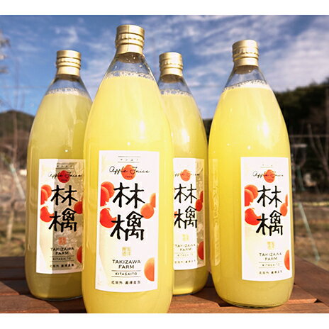【ふるさと納税】【信州産りんご】林檎100％「ストレートジュース」（1000ml×4本） 飲料類 果汁飲料 リンゴ 果実飲料